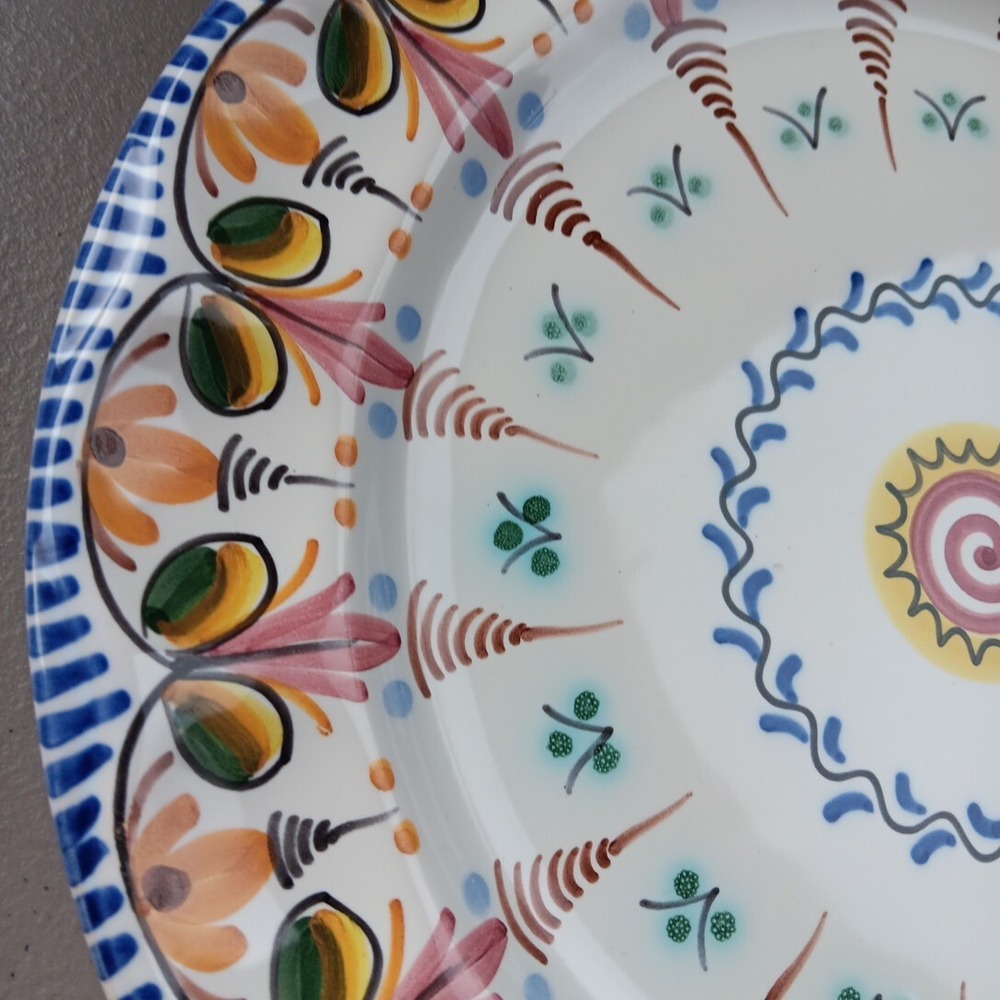 De-La-Cal-Barreira-Puente Spain Handmade Ceramic Pottery Plate Artsy Peasant VTG - Picture 3 of 7
